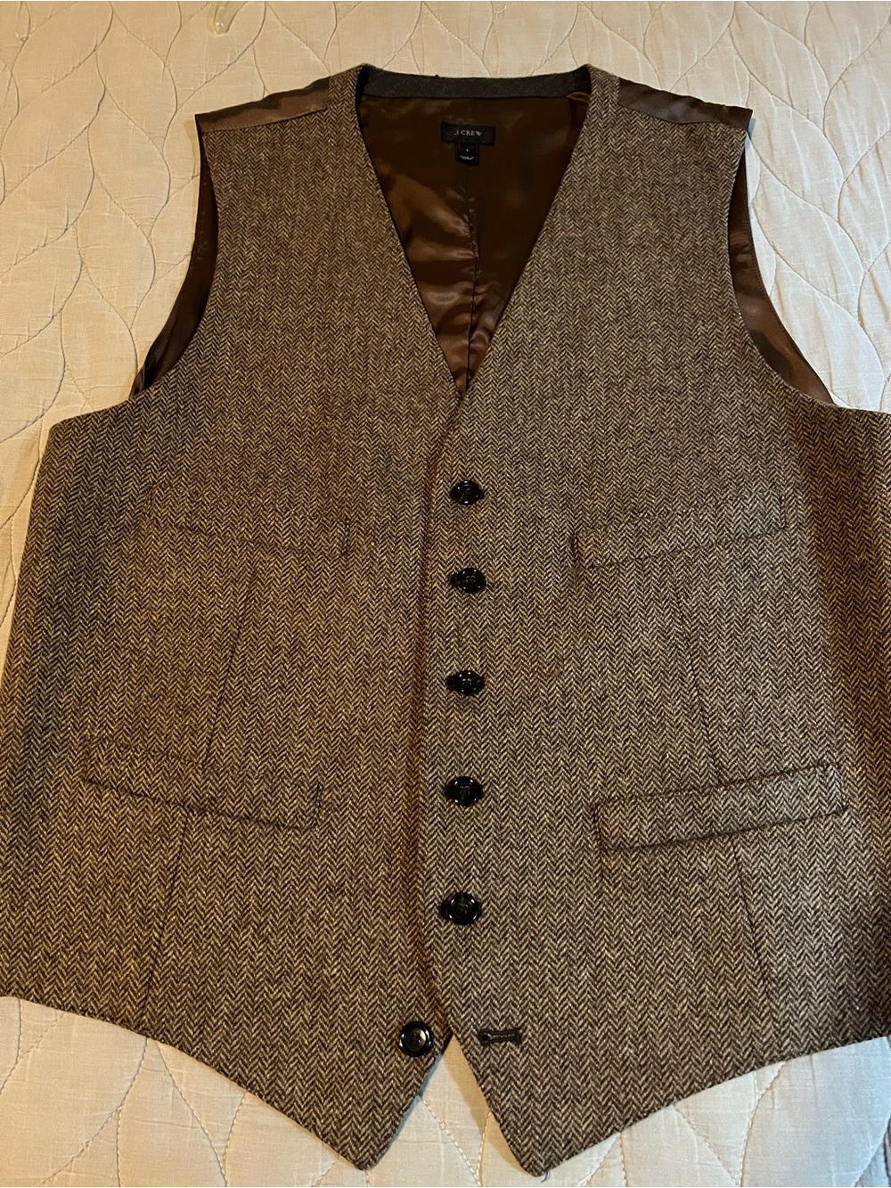 J. Crew Brown Herringbone Men's Vest
